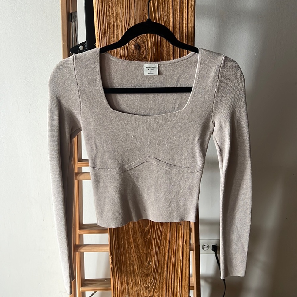 Abercrombie & Fitch Beige Long Sleeve Shirt
